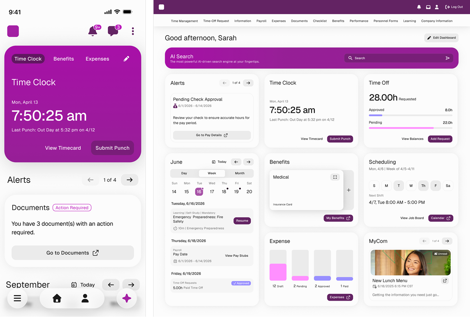 Updated dashboard design across mobile and desktop