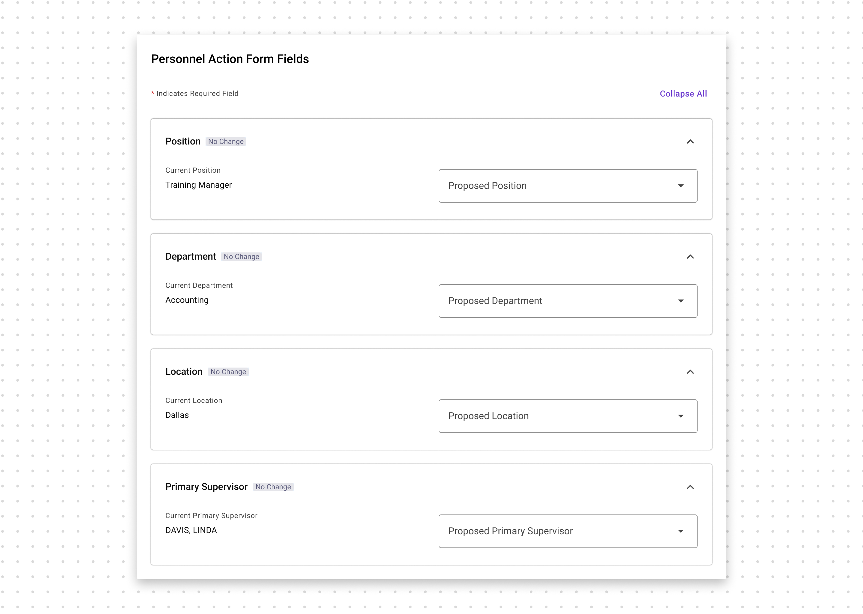 Redesigned PAF with one section-level change indicator