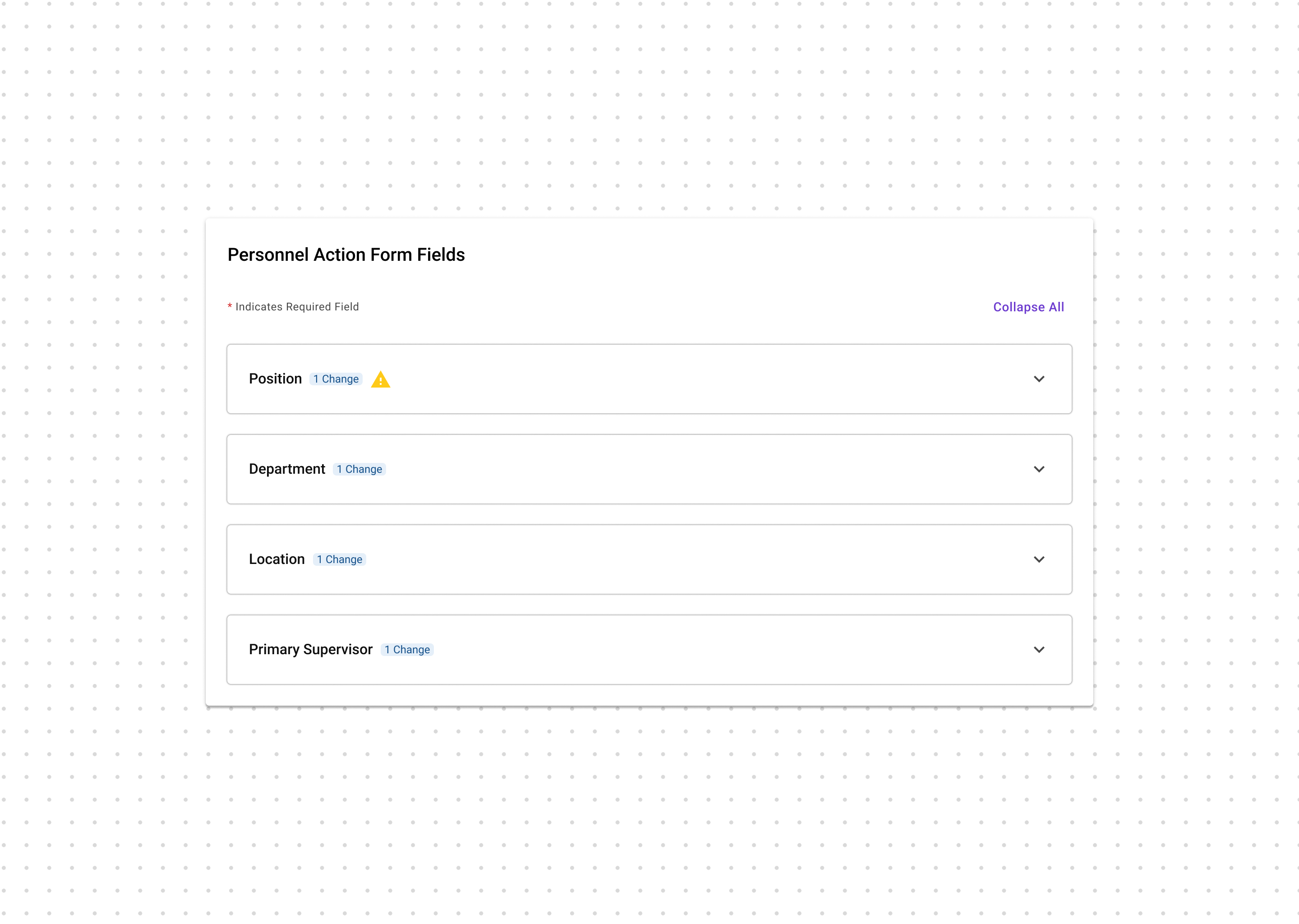 Redesigned PAF with multiple section-level change indicators