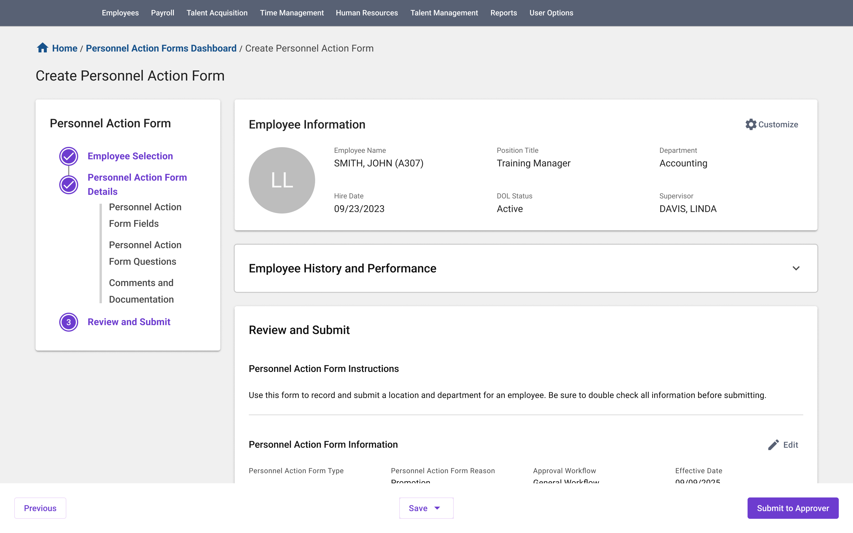 Redesigned PAF review and submit step
