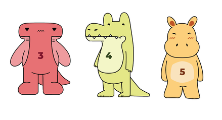 First colored character iteration showing red, green-yellow, and yellow figures