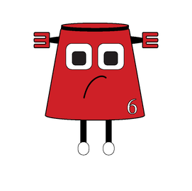 Early digital PS character Stacie, a red cup-shaped figure with square eyes