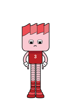 Early digital PVC character Vince, a red figure with a jagged top